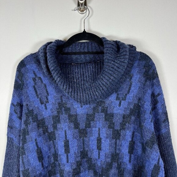 Soft Surroundings Blue Cowl Next Wool Alpaca Soft Knit Pullover Tunic Sweater M - Picture 4 of 8